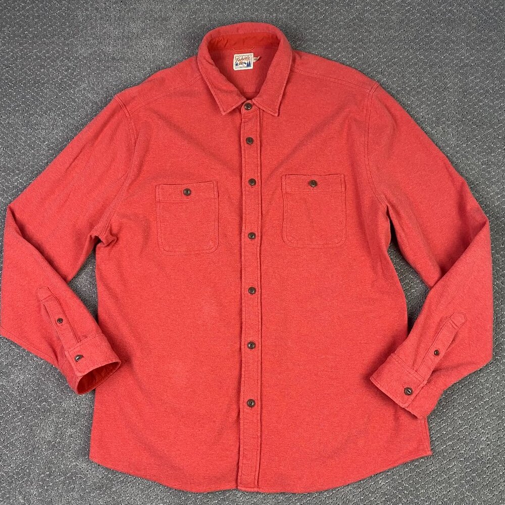 Faherty  Flannel Shirt Men's XXL Rust Heather Brushed Alpine Knit Button Up Down
